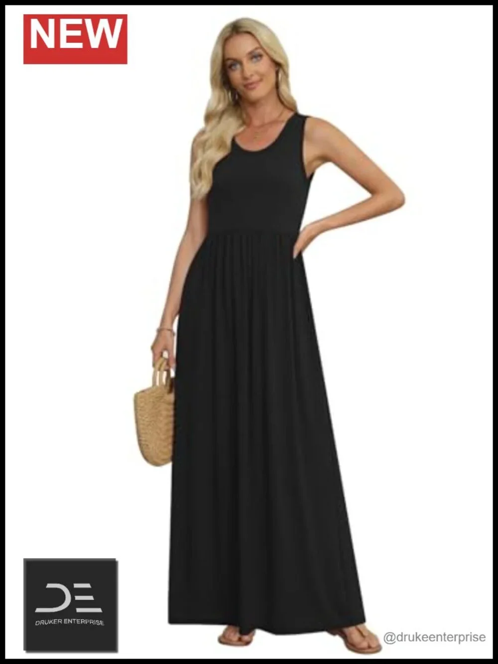 Sleeveless Loose Maxi Dress with Pockets Casual Long Dress Summer